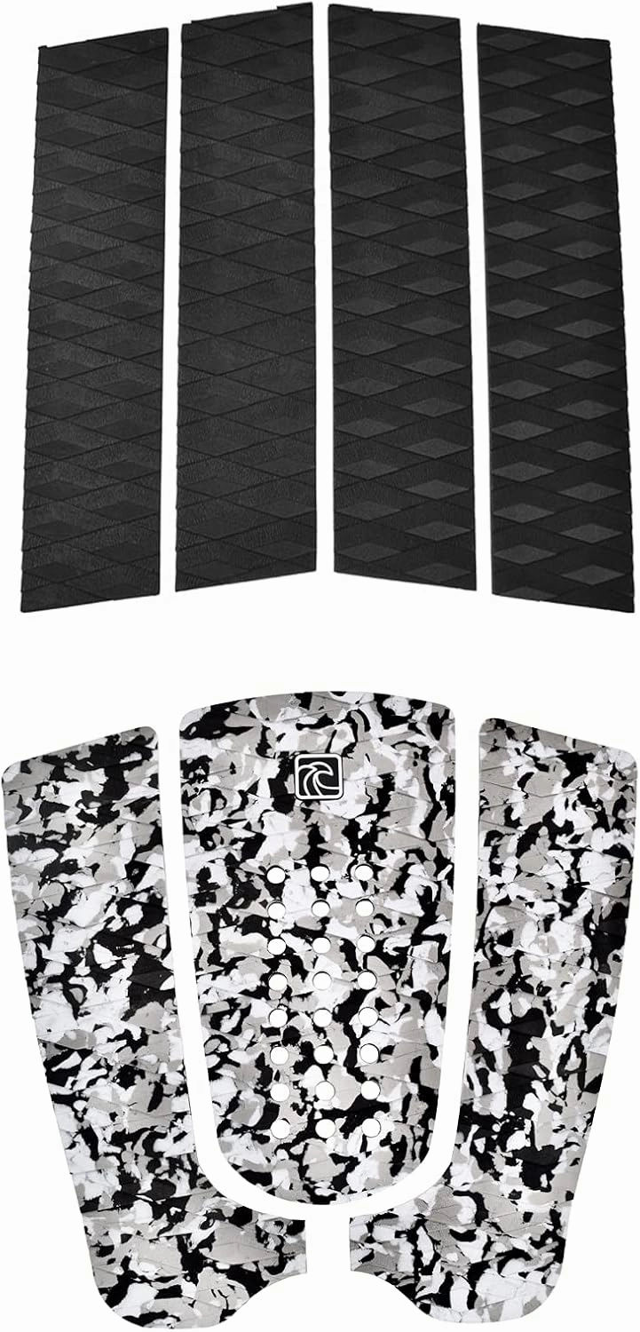 Shaka Pro EVA Surfboard Traction Pads (Front and Back) - 7 Adjustable Pieces with 3M Adhesive - Max Diamond Grip with Kicker and Arch Bar - Fits All Board Sizes