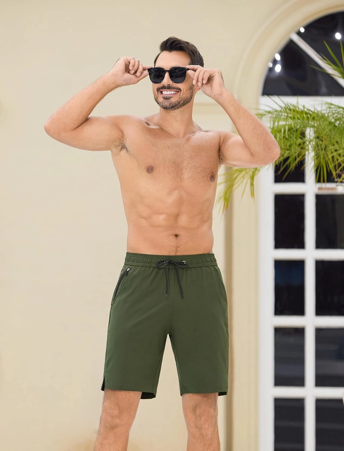 SILKWORLD Mens Swim Trunks Quick Dry Bathing Suit Board Swimming Shorts with Zipper Pockets and Compression Liner