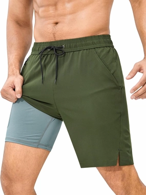 SILKWORLD Mens Swim Trunks Quick Dry Bathing Suit Board Swimming Shorts with Zipper Pockets and Compression Liner