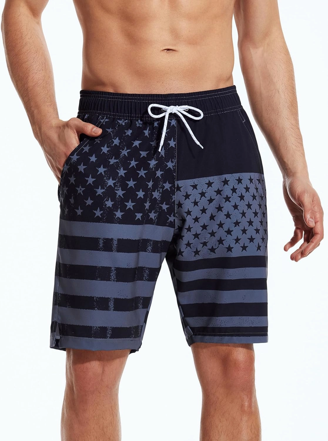 SILKWORLD Mens Swim Trunks Quick Dry Bathing Suit Board Swimming Shorts with Zipper Pockets and Compression Liner