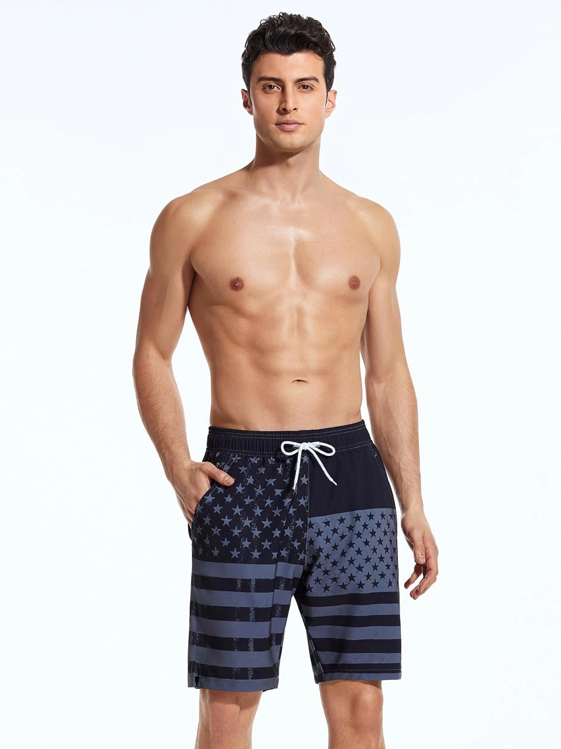 SILKWORLD Mens Swim Trunks Quick Dry Bathing Suit Board Swimming Shorts with Zipper Pockets and Compression Liner