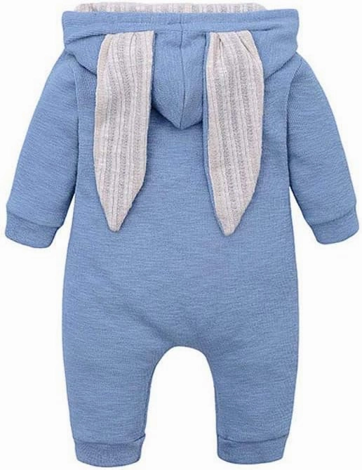 Simplee kids Animal Bunny Baby Easter Romper Long Ear Rabbit Hoodie Romper Jumpsuit with Zipper