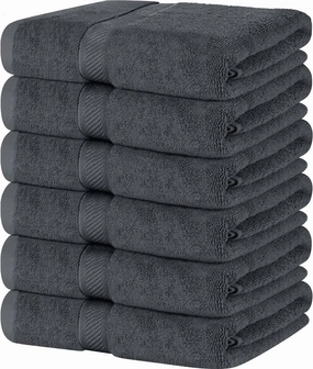 Simpli-Magic Cotton Bath Towels, 25”x50”, Gray, 6 Pack