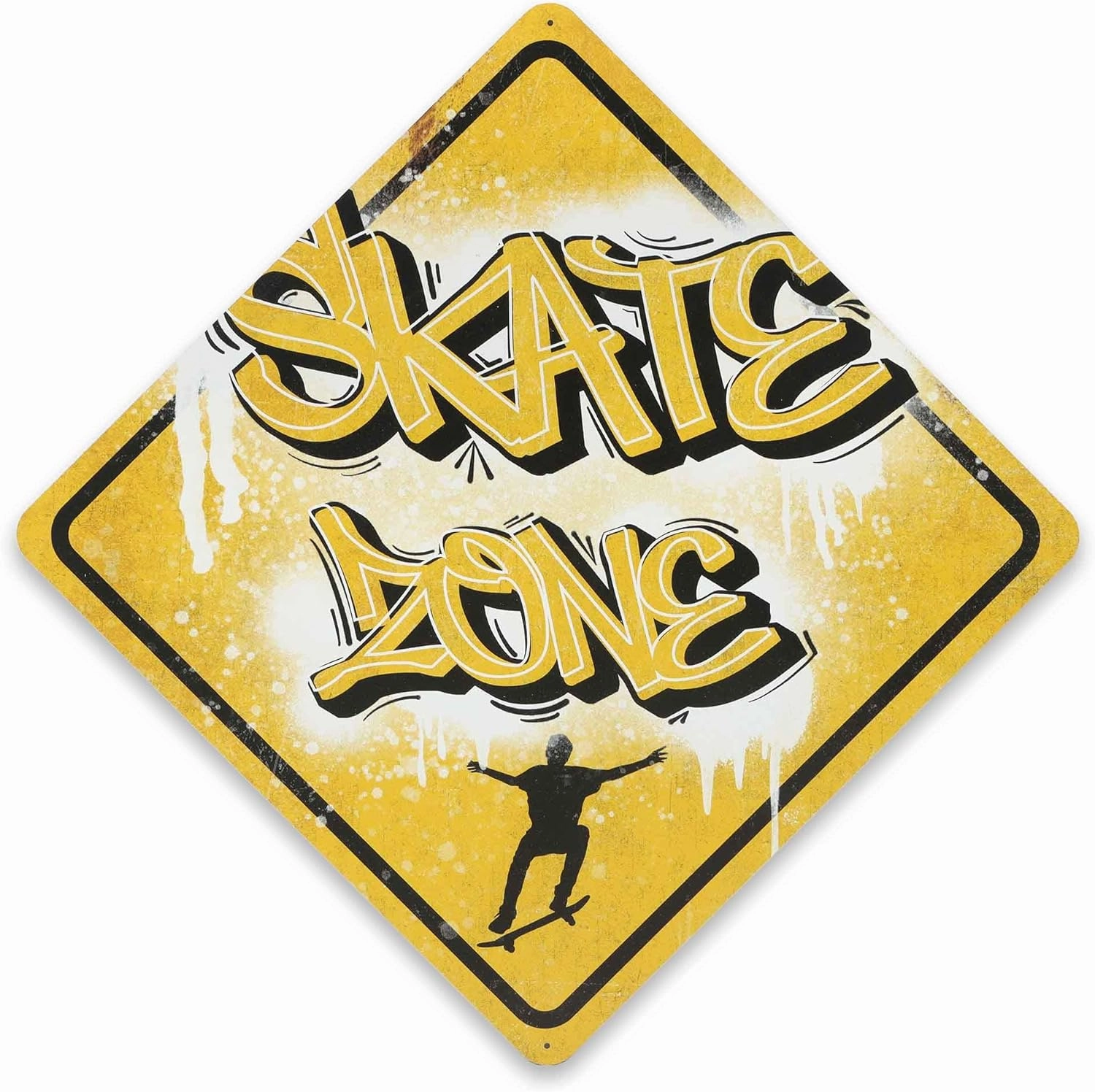 Skate Zone Skateboarding Metal Sign - Fun Skateboarding Sign for Teen Room or Game Room