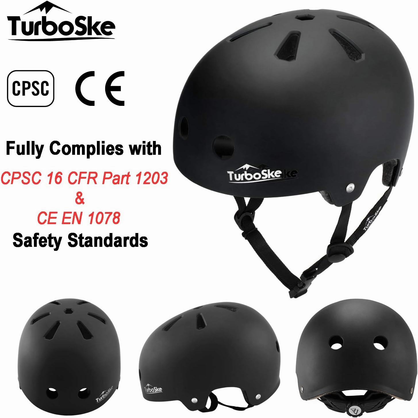 Skateboard Helmet, BMX Helmet, Multi-Sport Helmet, Bike Helmet for Kids, Youth, Men, Women