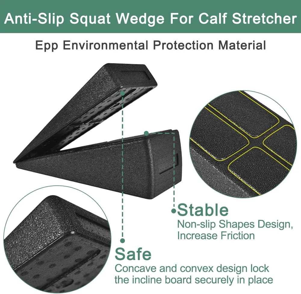 Slant Board Squat Wedge for Calf Stretching，3 Pcs 12" x 6.3" Foot Stretcher Balance Board for Plantar Fasciitis, Adjustable Foam Slant Board Wedge Great for Exercises