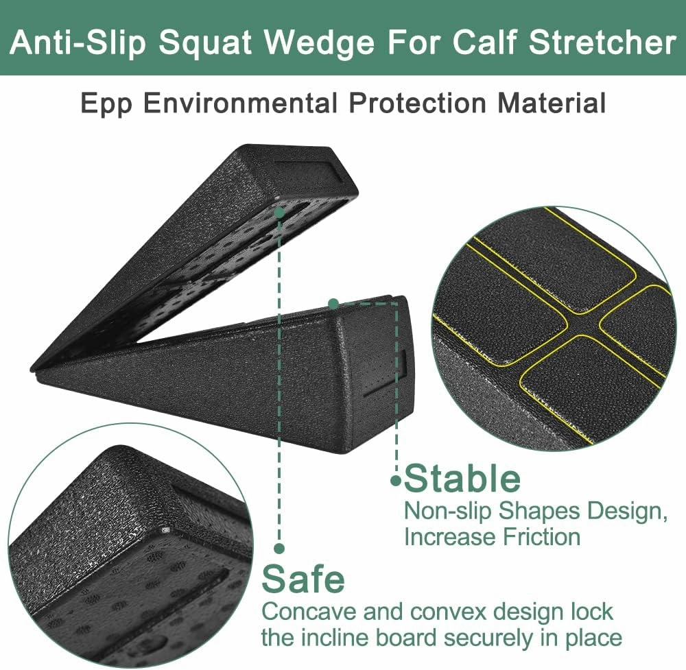 Slant Board Squat Wedge for Calf Stretching，3 Pcs 12" x 6.3" Foot Stretcher Balance Board for Plantar Fasciitis, Adjustable Foam Slant Board Wedge Great for Exercises