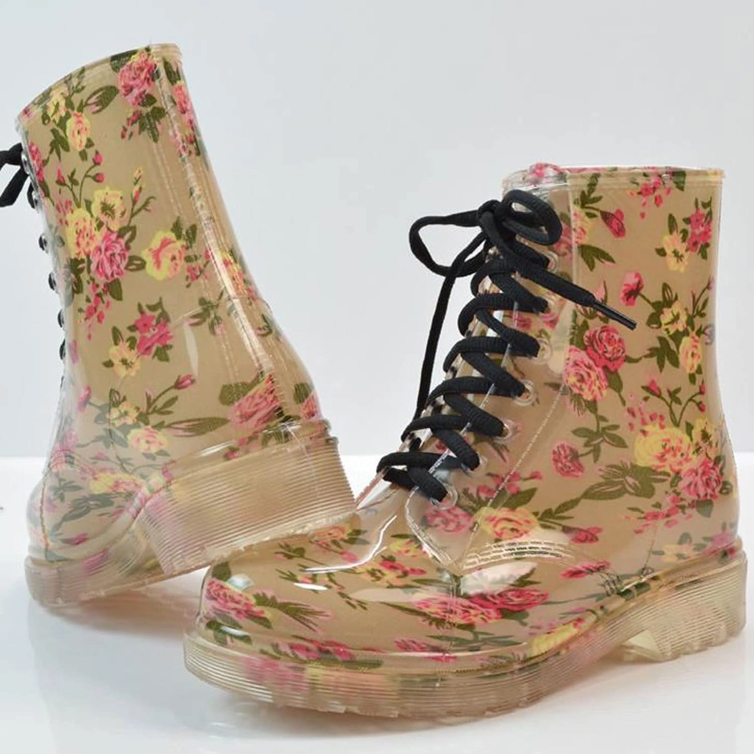 Slip Garden Boots,Rubber Boots, Autumn Women Rain Boots Transparent Waterproof Colorful Rainboots Woman Leopard Print Ankle Boots Lace Up Rain Shoes(Size:9.5)