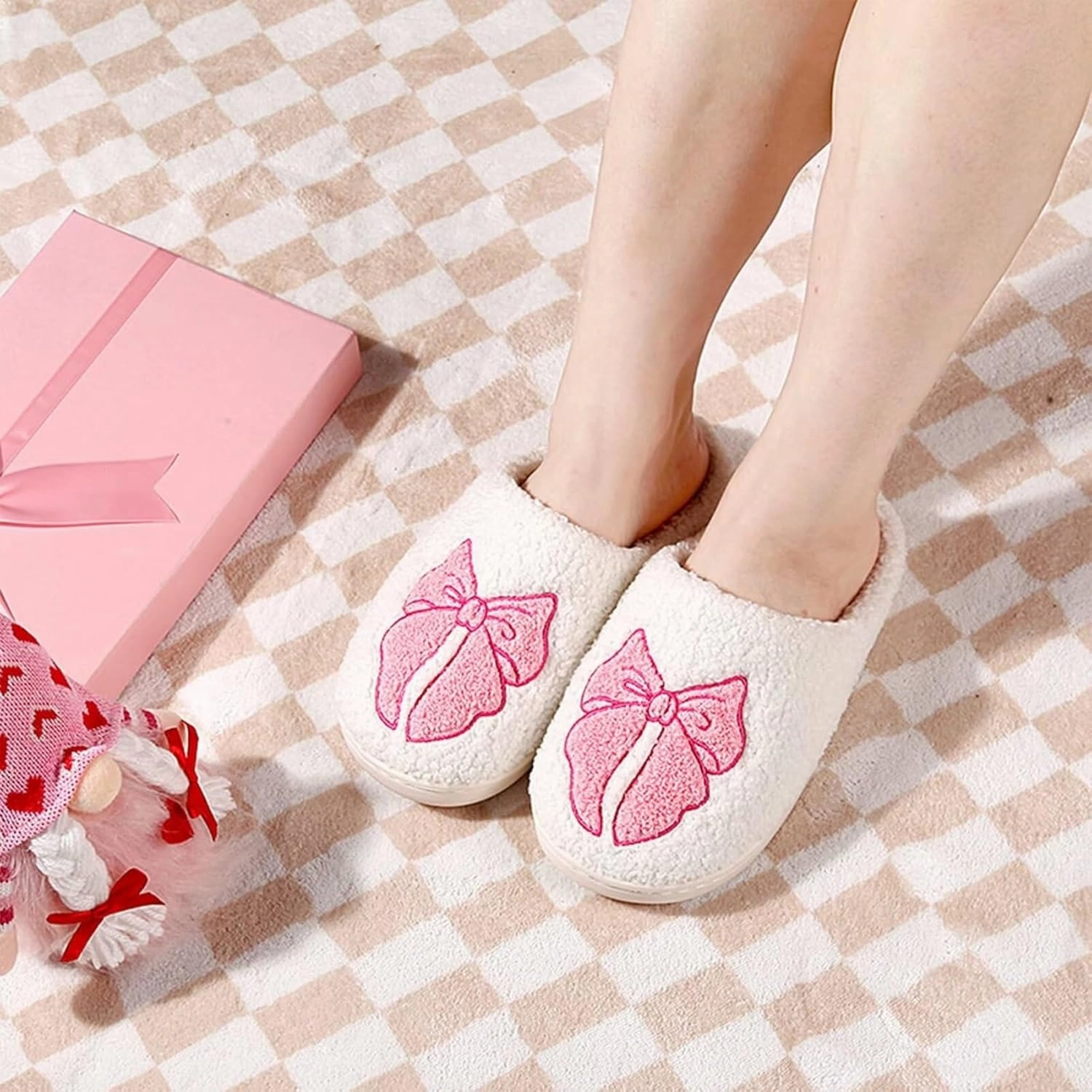 Slippers for Womens Mens Cut Retro Plush Soft Memory Foam House Shoes