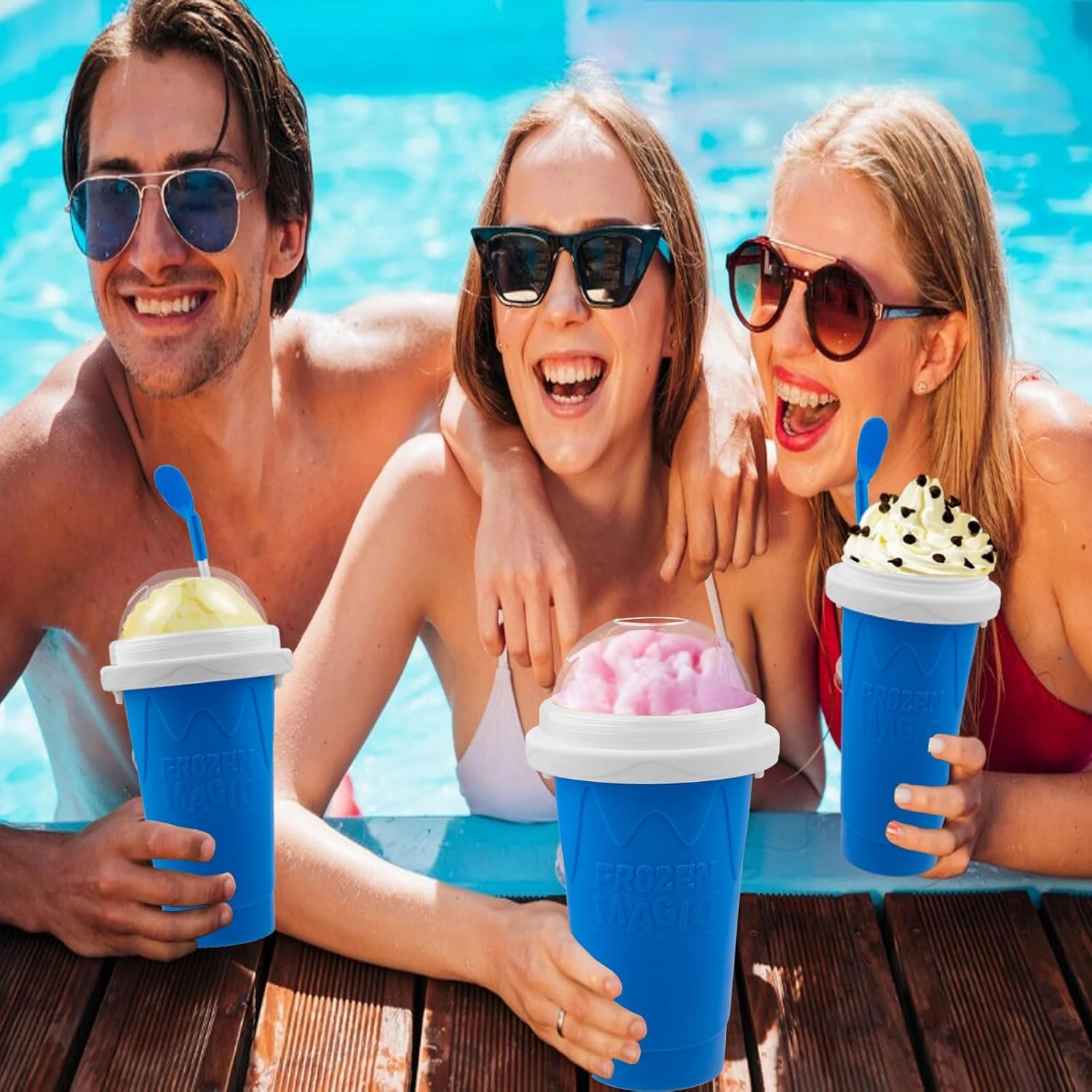 Slushy Maker Cup, DIY Magic Slushie Makers Squeeze Cups, Portable Smoothie Squeeze Cups for Juices, Milk and Ice Cream Make, Double Layer Squeezes Slushie Maker Cup, Birthday Gifts for Family
