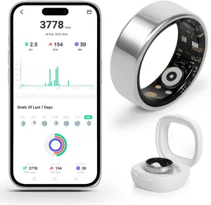 Smart Fitness Ring for Men & Women – Activity & Health Tracker with Heart Rate, Sleep & Blood Oxygen Saturation Monitoring, Motion Tracking, Waterproof Design & No Subscription Needed