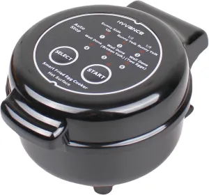 Smart Fried Egg Cooker, Automatic Fried Egg Maker for 6 Features like Sunny Side Up, Over Easy, Fully Cooked & More. Auto Power Off, Alarm, Round Shape, Non Stick Coating (Black)