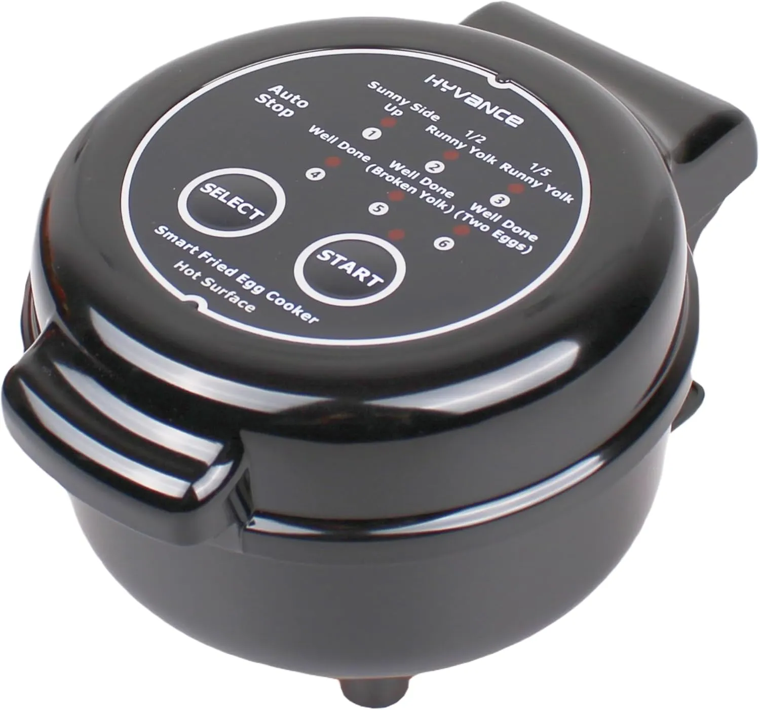 Smart Fried Egg Cooker, Automatic Fried Egg Maker for 6 Features like Sunny Side Up, Over Easy, Fully Cooked & More. Auto Power Off, Alarm, Round Shape, Non Stick Coating (Black)