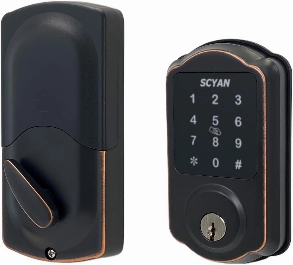 Smart Deadbolt Lock, SCYAN D1 Deadbolt with Touchscreen Keypad, Keyless Entry Door Lock, Auto Locking, for Home, Airbnb, Rental House (Aged Bronze)