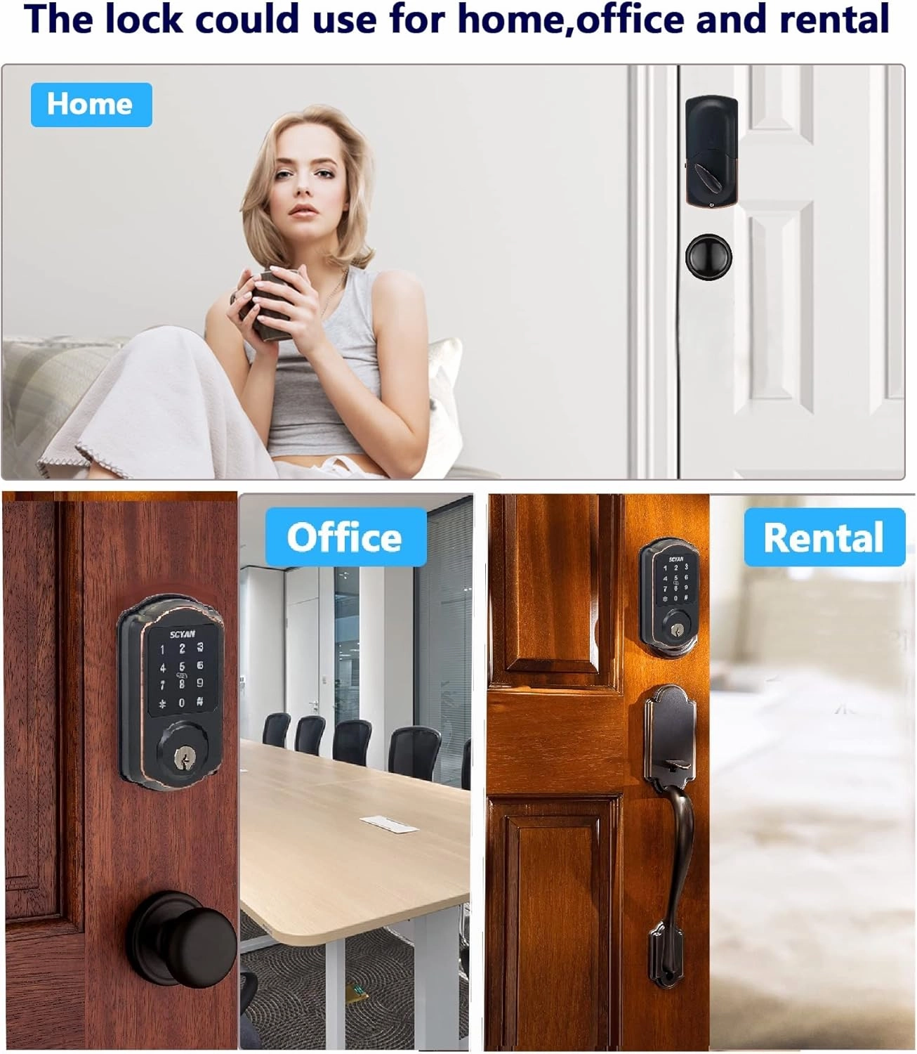 Smart Deadbolt Lock, SCYAN D1 Deadbolt with Touchscreen Keypad, Keyless Entry Door Lock, Auto Locking, for Home, Airbnb, Rental House (Aged Bronze)