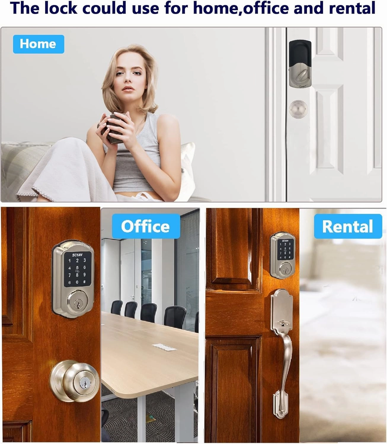 Smart Deadbolt Lock, SCYAN D1 Deadbolt with Touchscreen Keypad, Keyless Entry Door Lock, Auto Locking, for Home, Airbnb, Rental House (Satin Nickel)