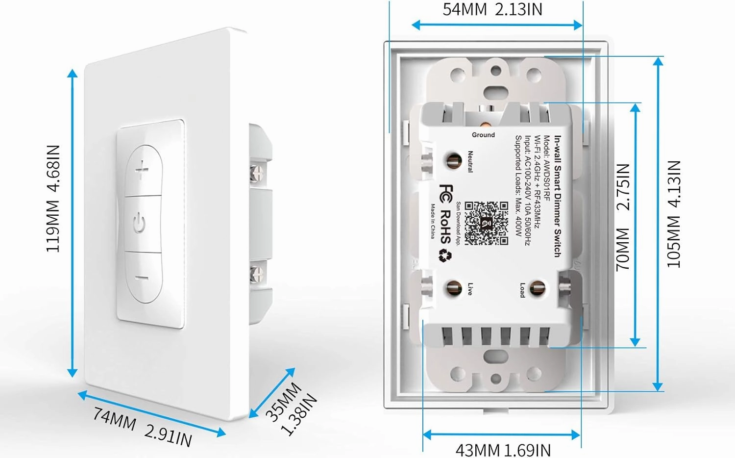 Smart Dimmer Switch with Remote Control, Avatar Controls Wi-Fi Light Switch Compatible with Alexa Google Home Assistant, in Wall, No Hub Required, Single Pole, Neutral Wire Needed