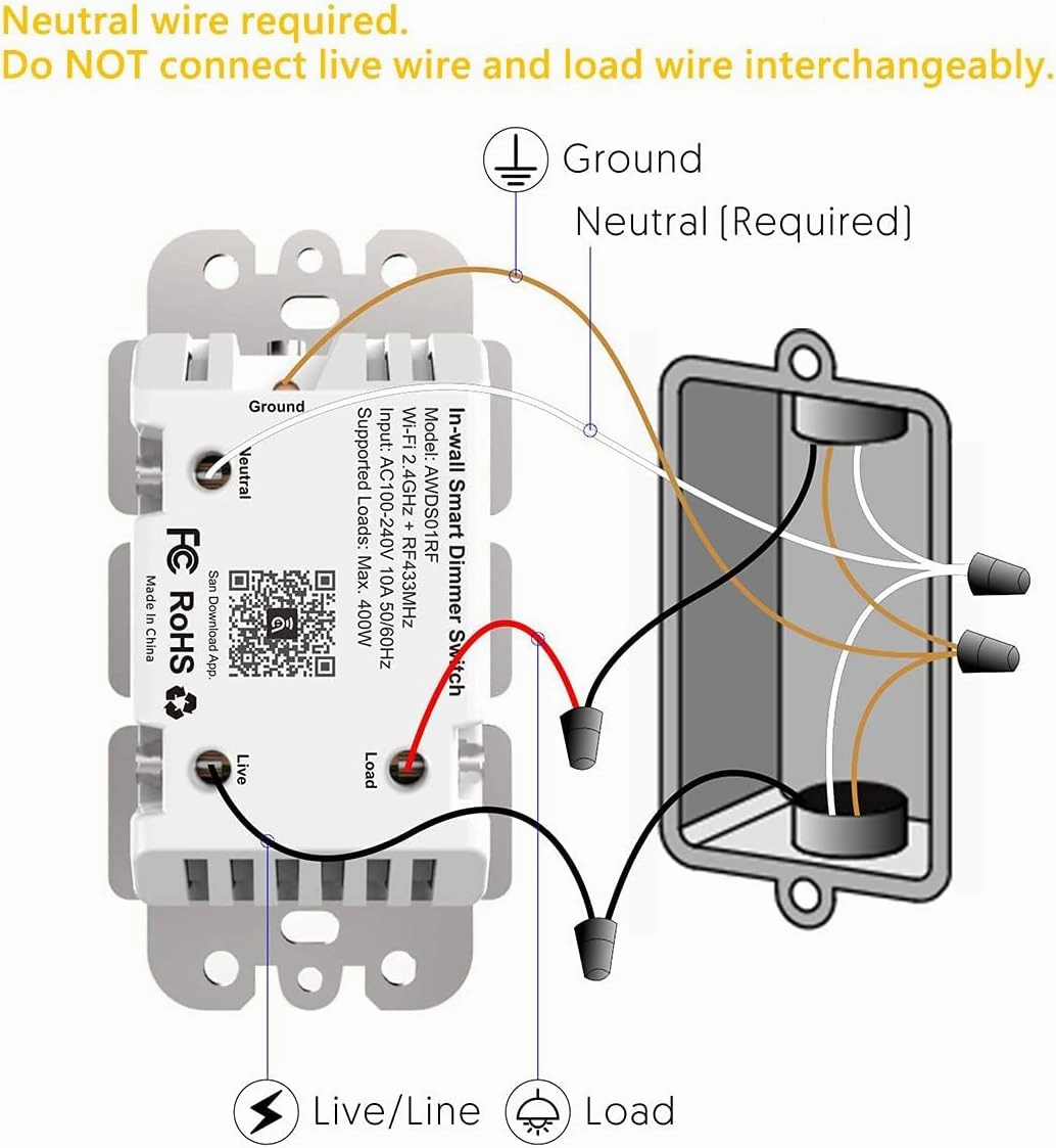 Smart Dimmer Switch with Remote Control, Avatar Controls Wi-Fi Light Switch Compatible with Alexa Google Home Assistant, in Wall, No Hub Required, Single Pole, Neutral Wire Needed
