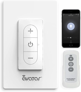 Smart Dimmer Switch with Remote Control, Avatar Controls Wi-Fi Light Switch Compatible with Alexa Google Home Assistant, in Wall, No Hub Required, Single Pole, Neutral Wire Needed