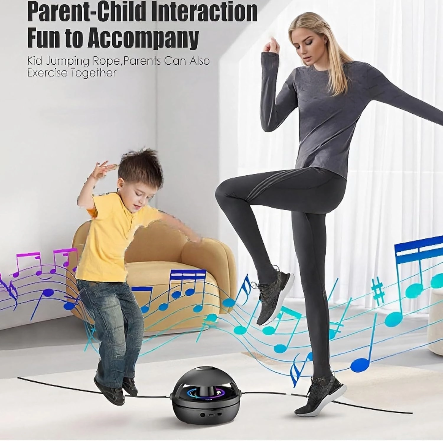 Smart Rope Machine Music Smart Counting Rope Speed Remote Control Parent-Child Interactive for Kids and Adults