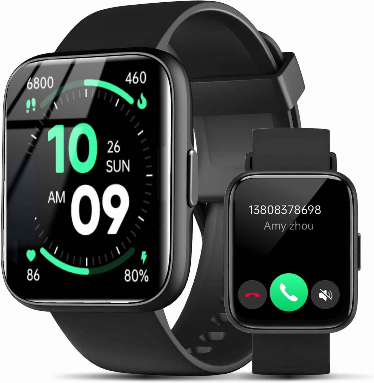 Smart Watches for Men - Activity Tracker for Android iOS with Calls,Fitness Tracker with 100  Sport Modes, IP68 Waterproof, Heart Rate/Sleep Monitor, Spo2, Pedometer 1.83"(Black)