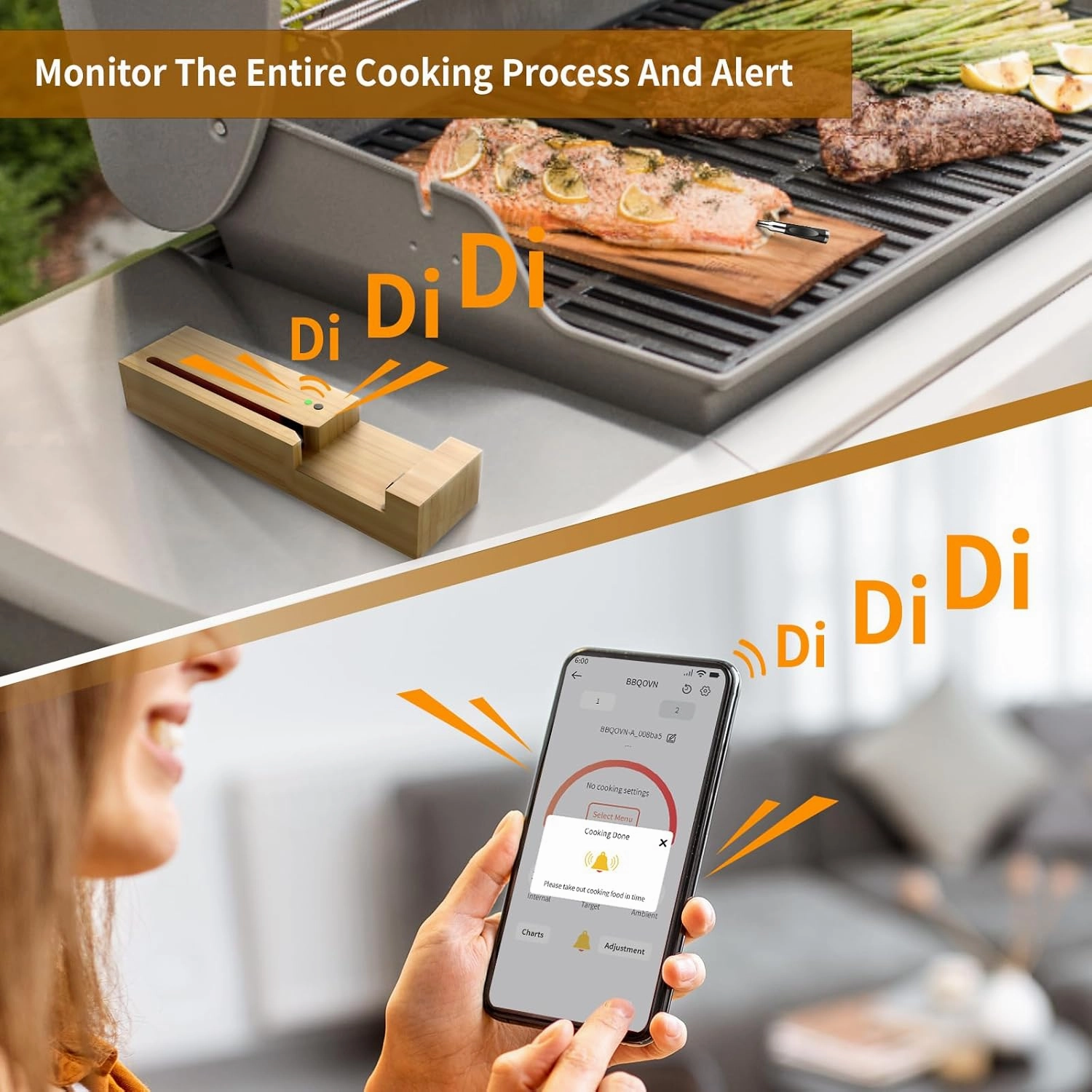 Smart Wireless Meat Thermometer No Wire with APP 777FT Range 0.15 Inch Diameter(Unique) Ultra-Thin Bluetooth Food Thermometer for Remote Monitoring of BBQ Grill, Oven,Smoker(2, Black, Small)