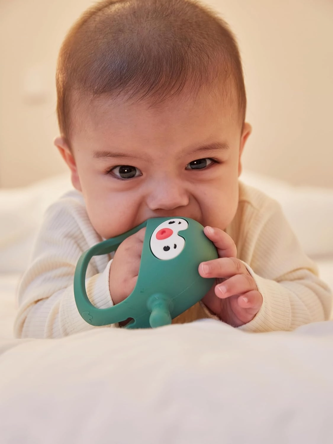 Smily Mia Baby Christmas Stocking Stuffers - Penguin Teether for 0-6M, Reindeer Chew Toys for 3-6M, Teething Mittens for 6-12M, Pine Green