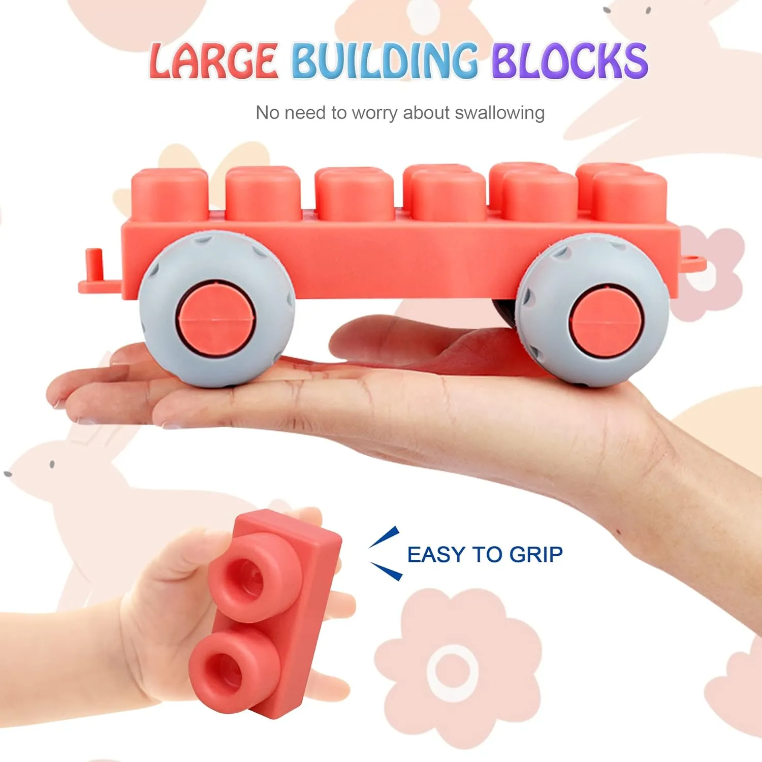 Soft Building Blocks for Toddlers, Large Building Blocks Stacking Blocks for Babies 6 Months and Up Stem Toddler Gifts, Teething Toys, 40 PCS