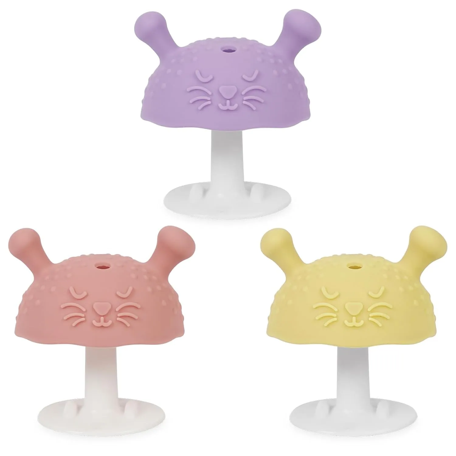 Soft Silicone Teething Toys Set | Easy to Grasp Toy for Baby Teething Relief - 3  Months & Soothes Sore Gums | BPA-Free Silicone Teether 3pcs, Pink,Purple & Yellow