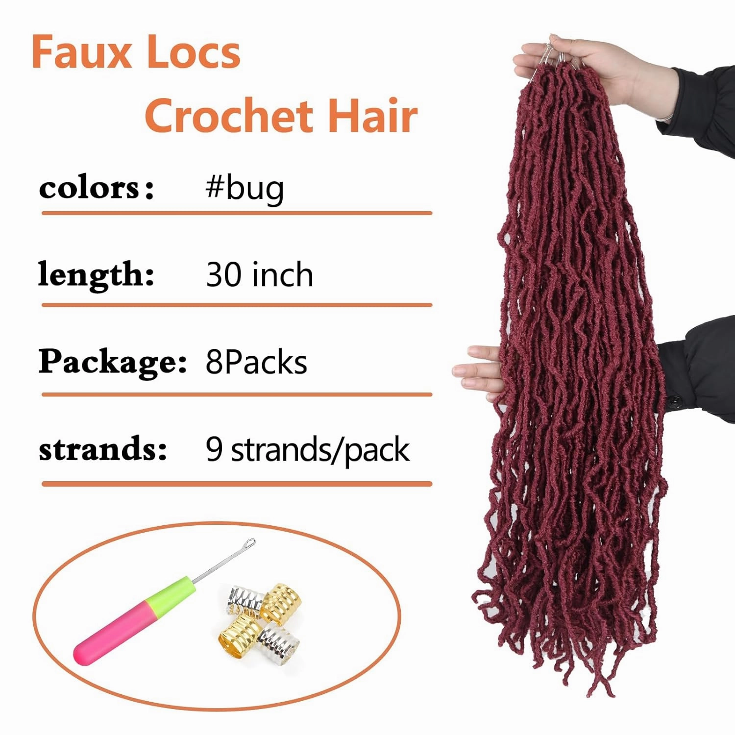 Soft Locs 30 Inch Synthetic 8 Packs Faux Locs Pre Looped Curly Wavy Crochet Hair For Black Women Hair Extensions