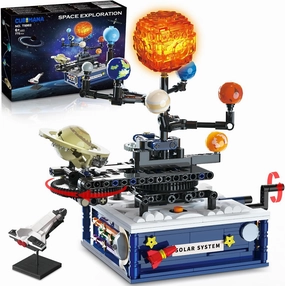 Solar System Building Sets with Light - Rotatable Space Exploration Building Toys with 9 Planets & Rocket Sets Science Astronomy Educational Gifts for Boys Girls Age 6  Years Old Kids(775 PCS)