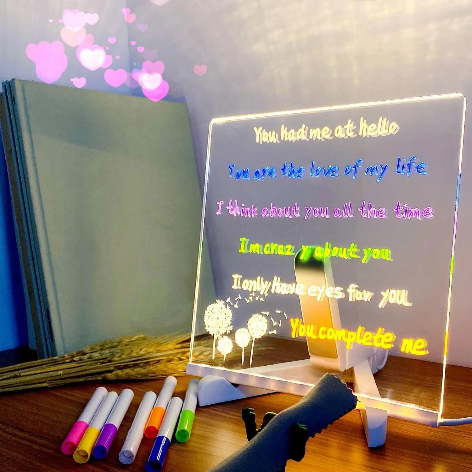 Soniee LED Draw Boards,Soniee Drawing Board,Soniee Drawing Pad,Namohouse Drawing Board,Regularlyk LED Note Board with Colors,Rewritable Acrylic Message Board with 7 Color Pen (11.8 X 7.9 in)