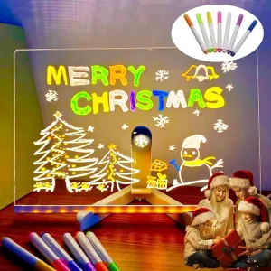 Soniee LED Draw Boards,Soniee Drawing Board,Soniee Drawing Pad,Namohouse Drawing Board,Regularlyk LED Note Board with Colors,Rewritable Acrylic Message Board with 7 Color Pen (11.8 X 7.9 in)
