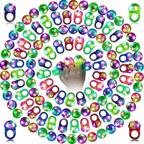 Sosation 100 Pcs Light up LED Flashing Ring Glow in The Dark Bumpy Jelly Ring Finger Light Birthday Party Favors Blinking Decor for Party Favor(Multicolor)