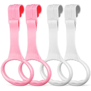 Sosoport Pull Ring 4pcs Bed Stand Up Assistant Pull Rings Baby Toddler Walking Assistant Pull Up Ring Play Gym Crib Pull Ring for Children Pink and White