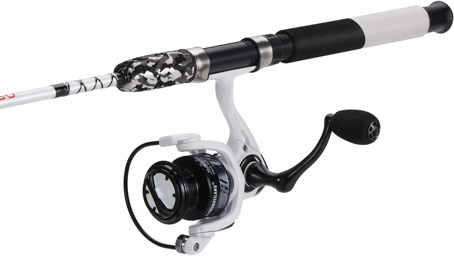 Sougayilang Spinning Reel and 2-Piece Fishing Rod Combo, Durable Graphite & Fiberglass Rod, Split-Grip Cork Handle,Right/Left Handle Position