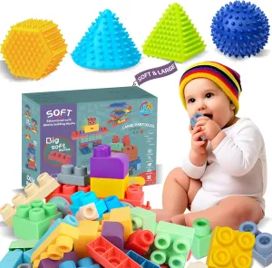 Spiky Sensory Balls & Soft Building Blocks for Toddlers - Safe & Fun Baby Developmental Toys for Ages 6-12 Months