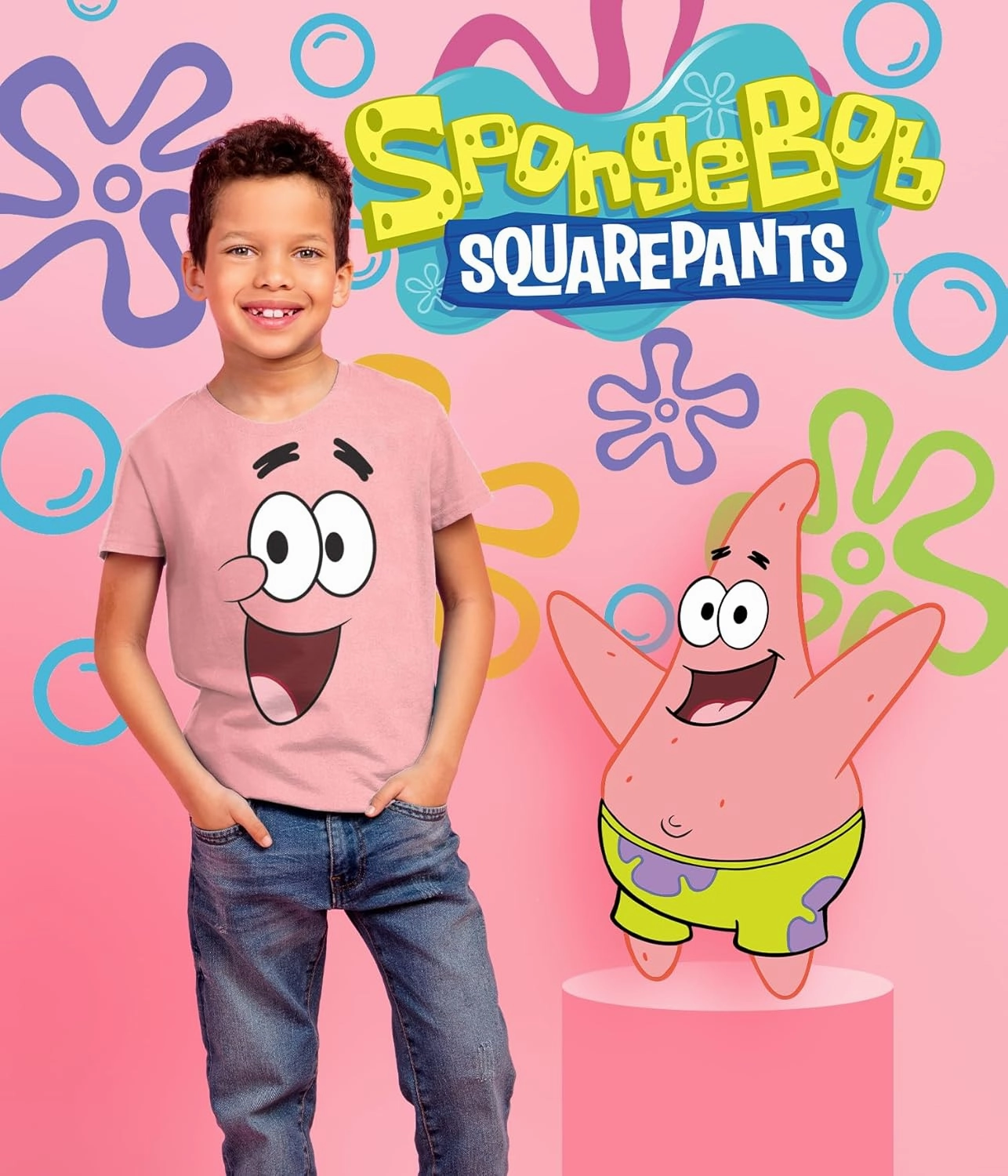 Spongebob Squarepants Graphic T-Shirt (Sets) Patrick Star Squidward Plankton Gary Outfit Tee Toddler/Birthday to Kids Clothes