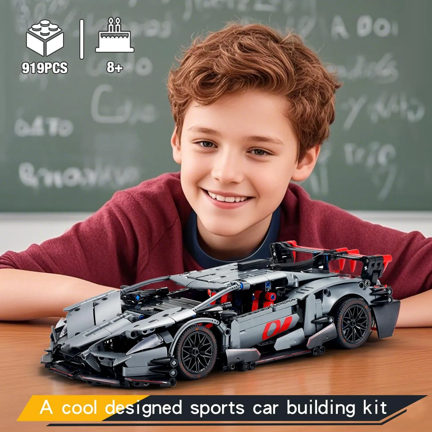 Sports Car Building Set for Adults - 1:14 MOC Toy Car Building Block, Racing Car Model Kit Gifts for Boyfriends,Boys and Teens Age 8-14 (Black)