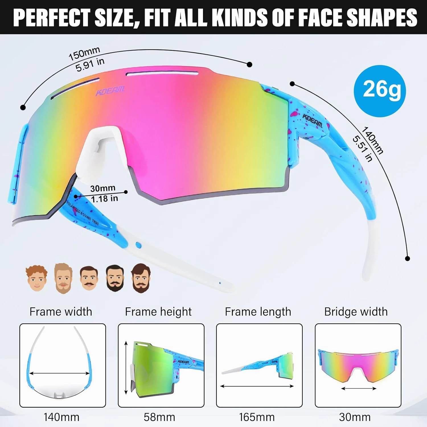 Sports Polarized Sunglasses for Women Men, UV400 Cycling Goggles Baseball Running Fishing Outdoor Windproof Eyewear