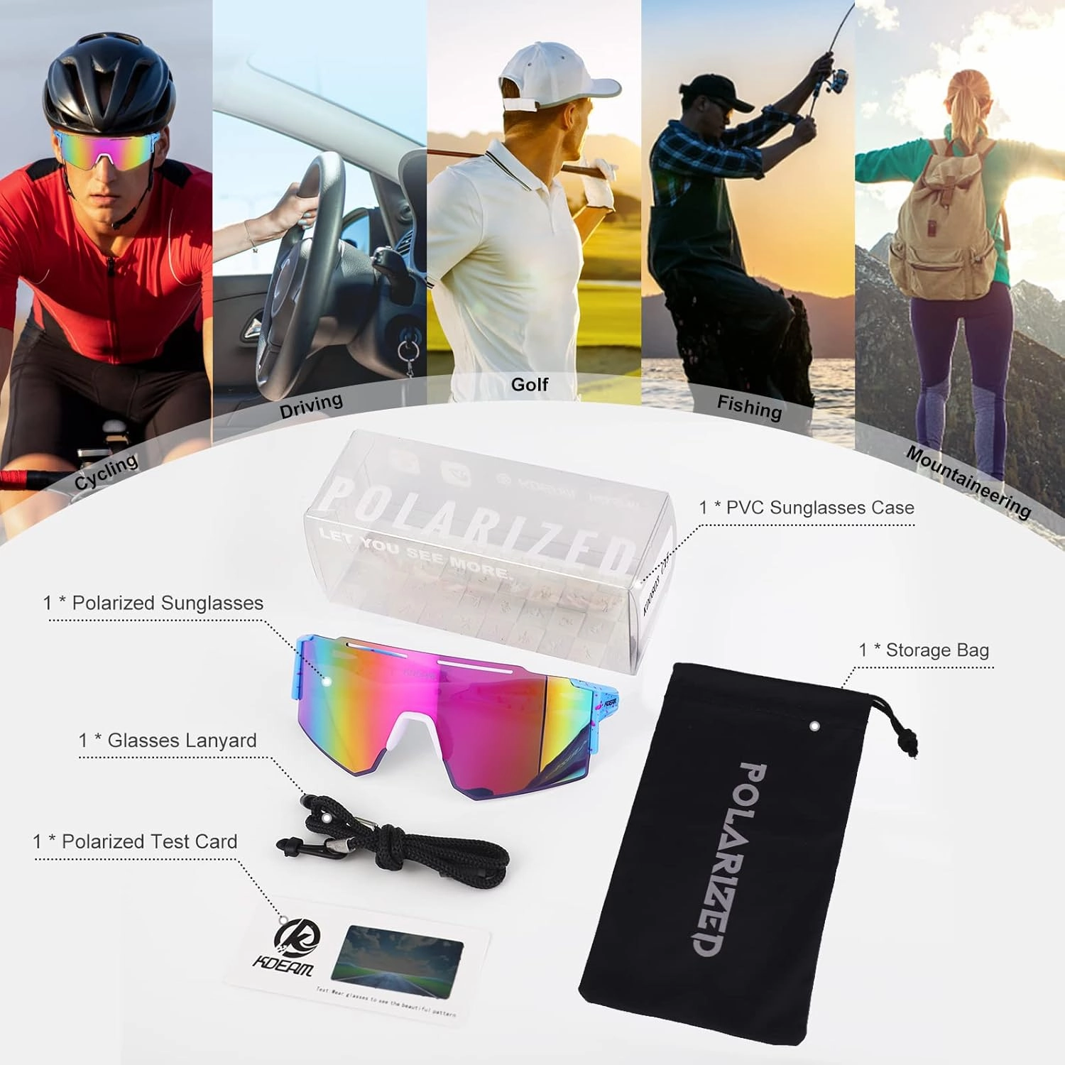 Sports Polarized Sunglasses for Women Men, UV400 Cycling Goggles Baseball Running Fishing Outdoor Windproof Eyewear