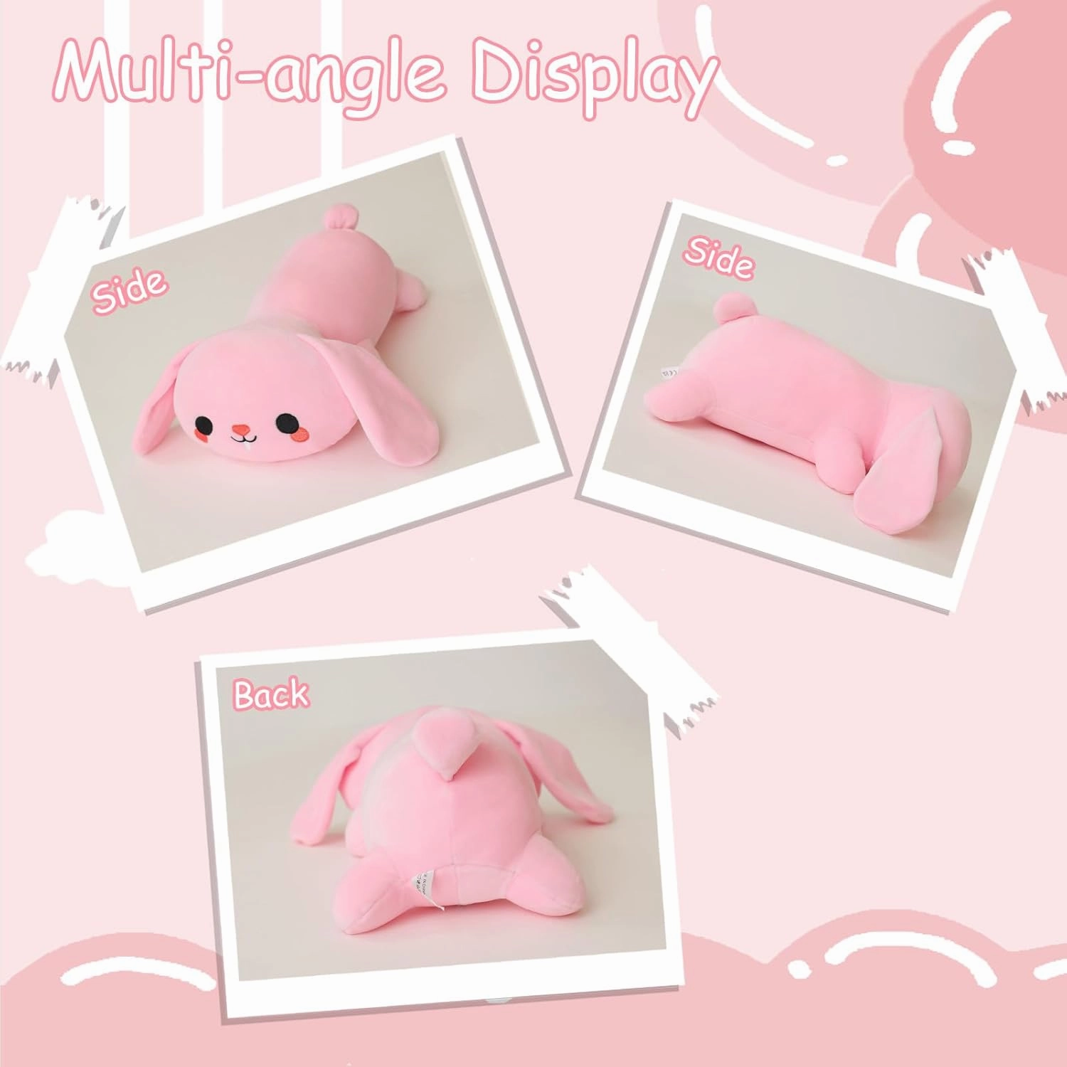 SQEQE Weighted Bunny Plush, Weighted Bunny Stuffed Animal, Cute Plushies Soft Pink Pillow Toy Gift for Kids Adults 23.6 Inch, 3.1 Lbs