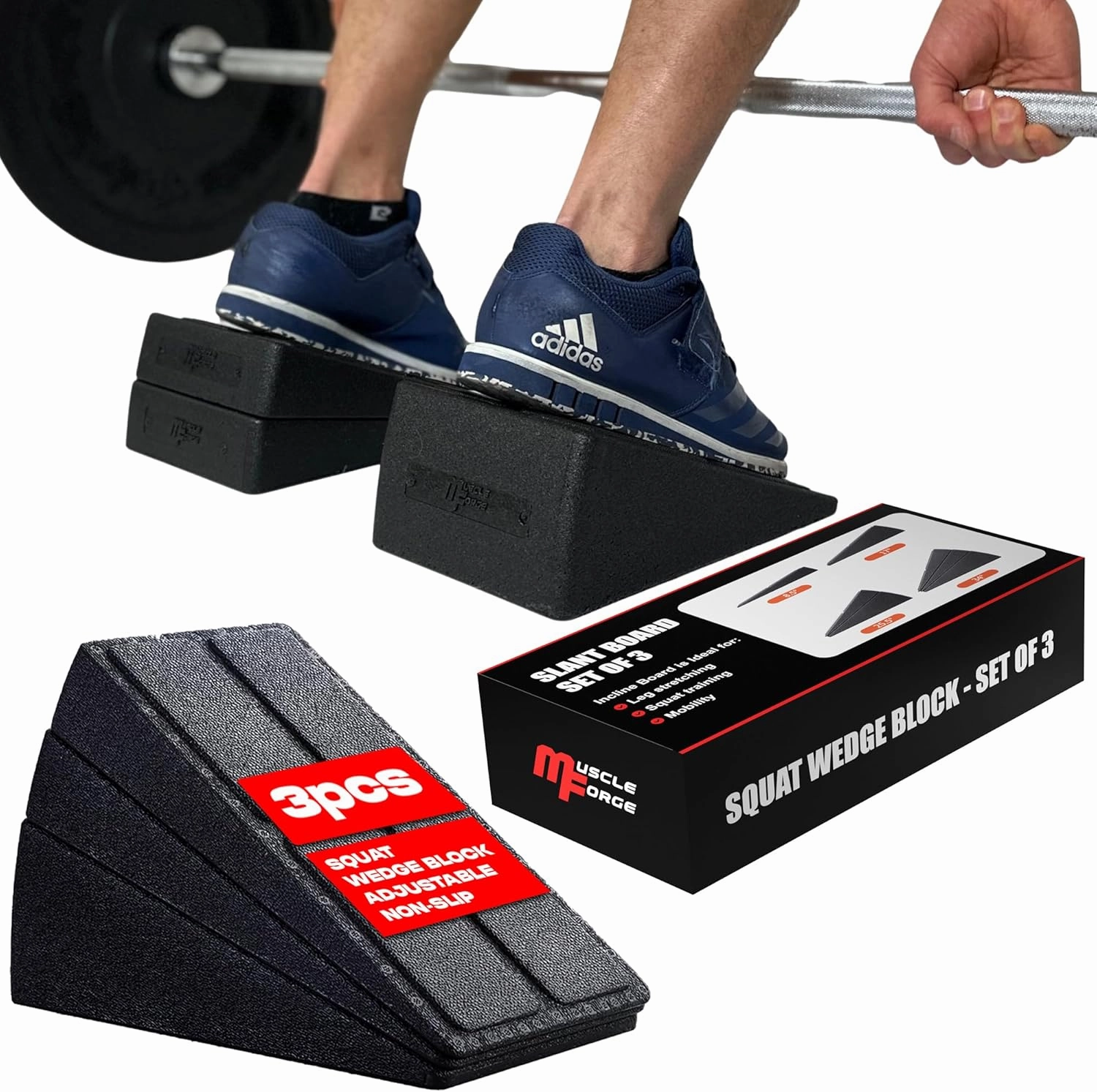 Squat Wedge Block - Calf Stretcher for Stretching, Weightlifting, Agility and Heel Elevated Squat Training - Calf Raise Block, Slant Board for Squats & Mobilisation