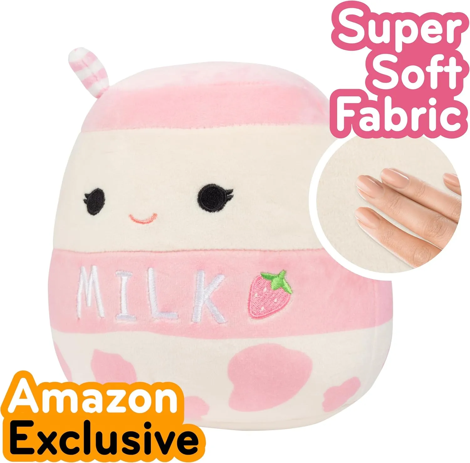 Squishmallows Original 8-Inch Amelie The Strawberry Milk - Official Jazwares Plush - Collectible Soft Squishy Food Stuffed Animal Toy - Gift for Kids, Girls & Boys