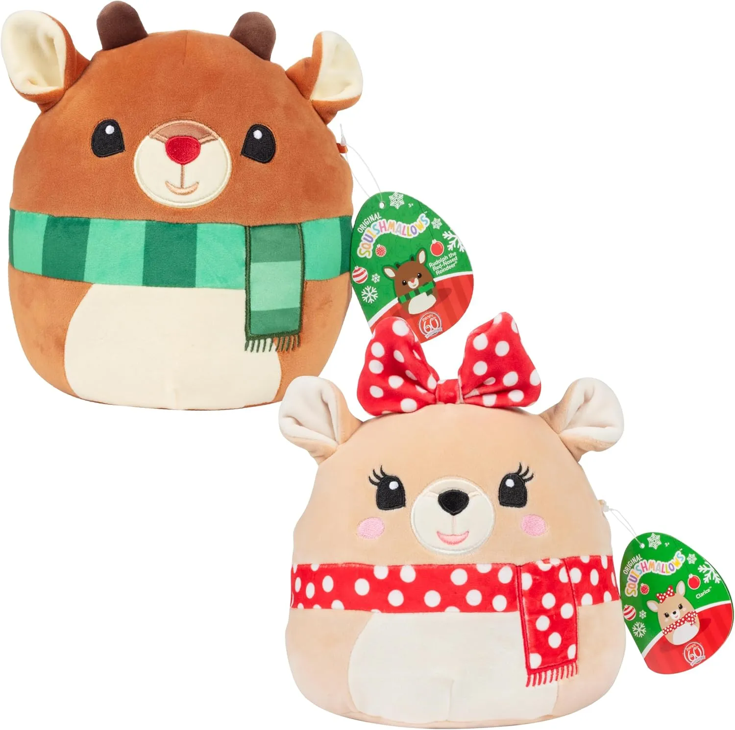 Squishmallows Reindeer 2-Pack – Jazwares Ultra-Soft & Huggable Plush Set – Adorable Deer Stuffed Animals for Kids & Adults – Perfect for Cuddles, Collecting, & Gifting – Officially Licensed