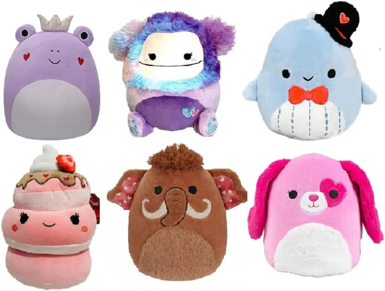 Squishmallows Valentine 5" Set of 6 - Francine, Eden, Samir, Shelly, Chienda, Sager - Officially Licensed Kellytoy Plush - Collectible Soft & Squishy Stuffed Animal Toy Gift for All Ages - 5 Inch