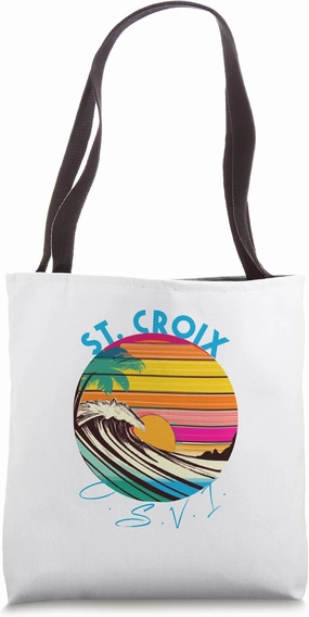 St. Croix Retro 1980s Style USVI Beach Tote Bag