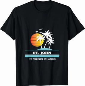 St. John Sunset Original Virgin Islands Beach Novelty Art T-Shirt