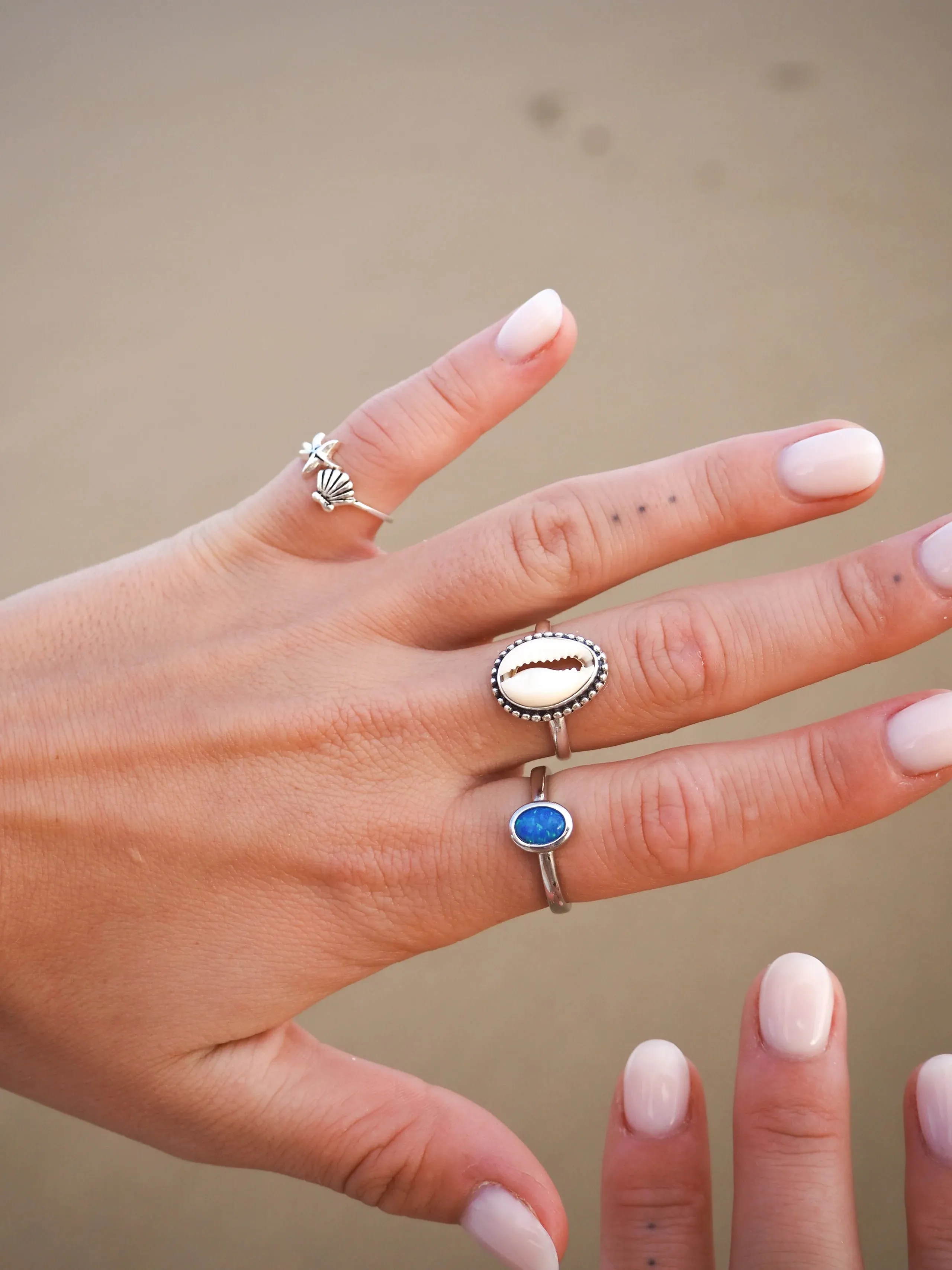 Starfish Shell Ring Silver