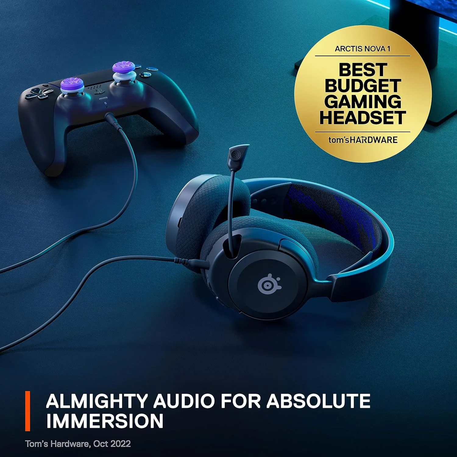 SteelSeries New Arctis Nova 1P Multi-System Gaming wired Headset — Hi-Fi Drivers — 360° Spatial Audio — Comfort Design — Durable — Lightweight—Noise-Cancelling Mic — PS5/PS4, PC, Xbox, Switch - Black